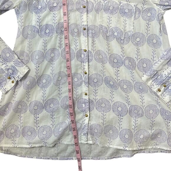 Roberta Roller Rabbit Lightweight 100% Cotton Button Down Patterned Top - Picture 12 of 14